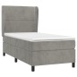 Giroletto a Molle con Materasso Grigio Chiaro 90x190 cm Velluto