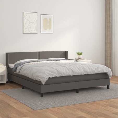 Giroletto a Molle con Materasso Grgio 180x200 cm in Similpelle