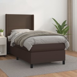 Giroletto a Molle con Materasso Marrone 100x200cm in Similpelle