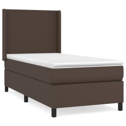 Giroletto a Molle con Materasso Marrone 100x200cm in Similpelle