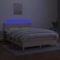 Letto a Molle con Materasso e LED Crema 140x190 cm in Tessuto Letto a Molle con Materasso e LED Crema 140x190 cm in Tessuto
