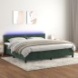 Letto a Molle con Materasso e LED Verde Scuro 200x200cm Velluto Letto a Molle con Materasso e LED Verde Scuro 200x200cm Velluto
