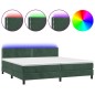 Letto a Molle con Materasso e LED Verde Scuro 200x200cm Velluto Letto a Molle con Materasso e LED Verde Scuro 200x200cm Velluto