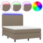 Letto a Molle con Materasso e LED Tortora 140x190 cm in Tessuto Letto a Molle con Materasso e LED Tortora 140x190 cm in Tessuto