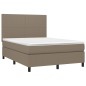 Letto a Molle con Materasso e LED Tortora 140x190 cm in Tessuto Letto a Molle con Materasso e LED Tortora 140x190 cm in Tessuto