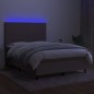 Letto a Molle con Materasso e LED Tortora 140x190 cm in Tessuto Letto a Molle con Materasso e LED Tortora 140x190 cm in Tessuto