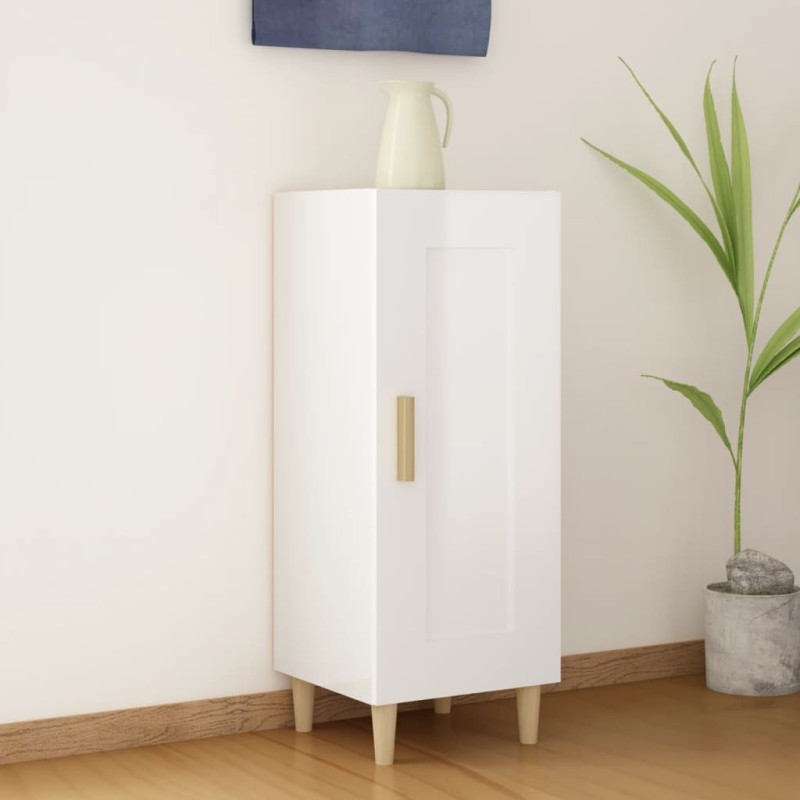 Credenza Bianco Lucido 34,5x34x90 cm in Legno Multistrato Credenza Bianco Lucido 34,5x34x90 cm in Legno Multistrato