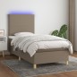 Letto a Molle con Materasso e LED Tortora 80x200 cm in Tessuto Letto a Molle con Materasso e LED Tortora 80x200 cm in Tessuto