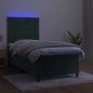 Letto a Molle con Materasso e LED Verde Scuro 100x200cm Velluto Letto a Molle con Materasso e LED Verde Scuro 100x200cm Velluto