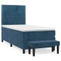 Giroletto a Molle con Materasso Blu Scuro 100x200 cm in Velluto