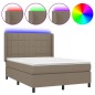 Letto a Molle con Materasso e LED Tortora 140x190 cm in Tessuto Letto a Molle con Materasso e LED Tortora 140x190 cm in Tessuto