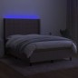 Letto a Molle con Materasso e LED Tortora 140x190 cm in Tessuto Letto a Molle con Materasso e LED Tortora 140x190 cm in Tessuto