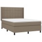 Letto a Molle con Materasso e LED Tortora 140x190 cm in Tessuto Letto a Molle con Materasso e LED Tortora 140x190 cm in Tessuto