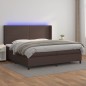 Giroletto Molle con Materasso e LED Marrone 200x200 cm Giroletto Molle con Materasso e LED Marrone 200x200 cm
