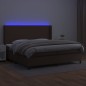 Giroletto Molle con Materasso e LED Marrone 200x200 cm Giroletto Molle con Materasso e LED Marrone 200x200 cm
