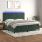 Letto a Molle con Materasso e LED Verde Scuro 200x200cm Velluto Letto a Molle con Materasso e LED Verde Scuro 200x200cm Velluto