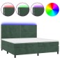 Letto a Molle con Materasso e LED Verde Scuro 200x200cm Velluto Letto a Molle con Materasso e LED Verde Scuro 200x200cm Velluto