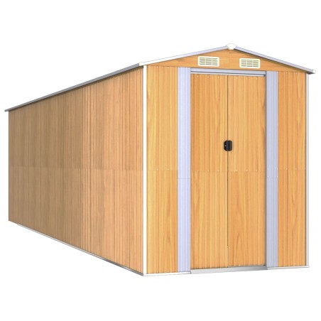 Capanno Giardino Marrone Chiaro 192x689x223 cm Acciaio Zincato