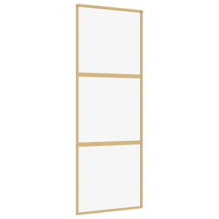 Porta Scorrevole Dorata 76x205 Vetro Trasparente ESG Alluminio