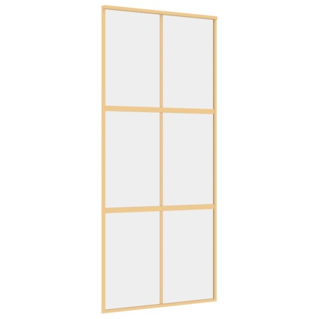 Porta Scorrevole Dorata 90x205 Vetro Trasparente ESG Alluminio