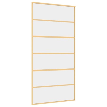 Porta Scorrevole Oro 102,5x205 Vetro Trasparente ESG Alluminio