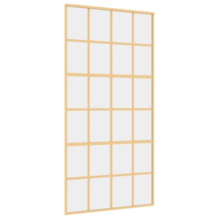 Porta Scorrevole Oro 102,5x205 Vetro Trasparente ESG Alluminio