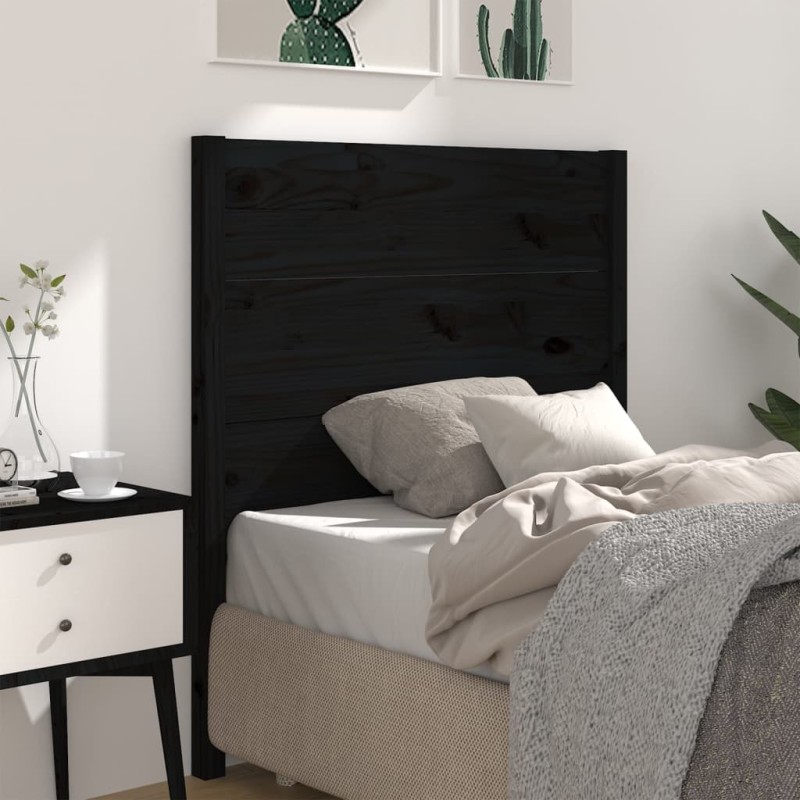 Testiera per Letto Nera 96x4x100 cm in Legno Massello di Pino Testiera per Letto Nera 96x4x100 cm in Legno Massello di Pino