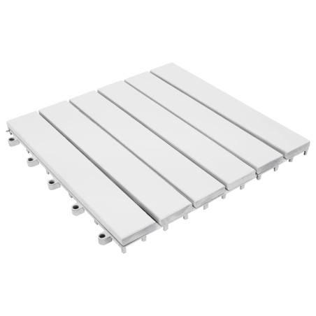 Piastrelle Esterni 10 pz Bianche 30x30 cm Legno Massello Acacia