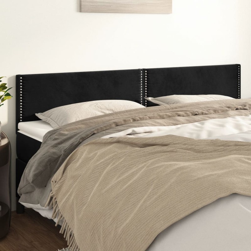 Testiera 2 pz Nera 90x5x78/88 cm in Velluto Testiera 2 pz Nera 90x5x78/88 cm in Velluto