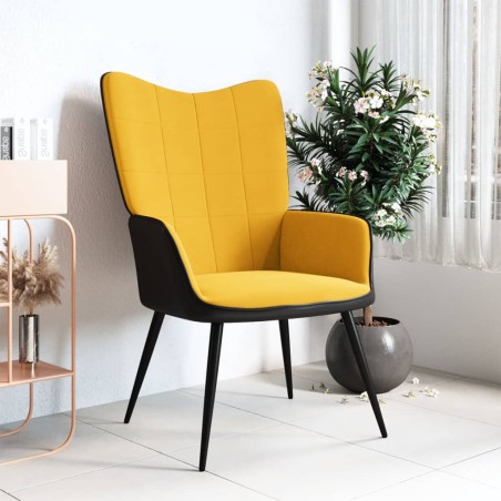 Poltrona Relax Giallo Senape in Velluto e PVC