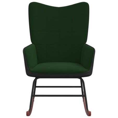 Sedia a Dondolo Verde Scuro in Velluto e PVC