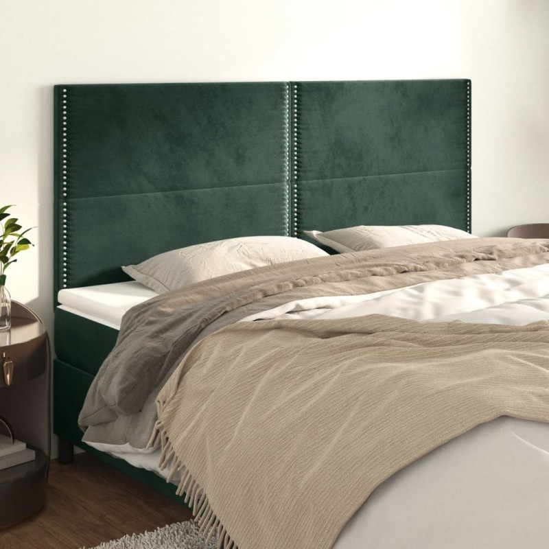 vidaXL Testiera 4 pz Verde scuro 90x5x78/88 cm in Velluto vidaXL Testiera 4 pz Verde scuro 90x5x78/88 cm in Velluto
