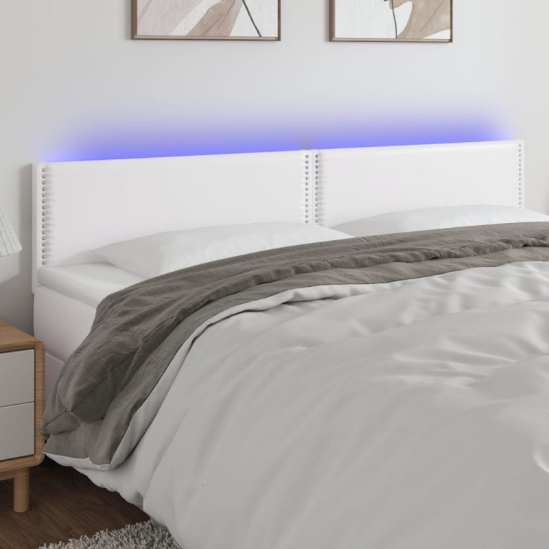 vidaXL Testiera Bianca a LED 160x5x78/88 cm in Similpelle vidaXL Testiera Bianca a LED 160x5x78/88 cm in Similpelle