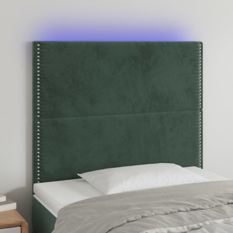 Testiera a LED Verde Scuro 100x5x118/128cm in Velluto Testiera a LED Verde Scuro 100x5x118/128cm in Velluto