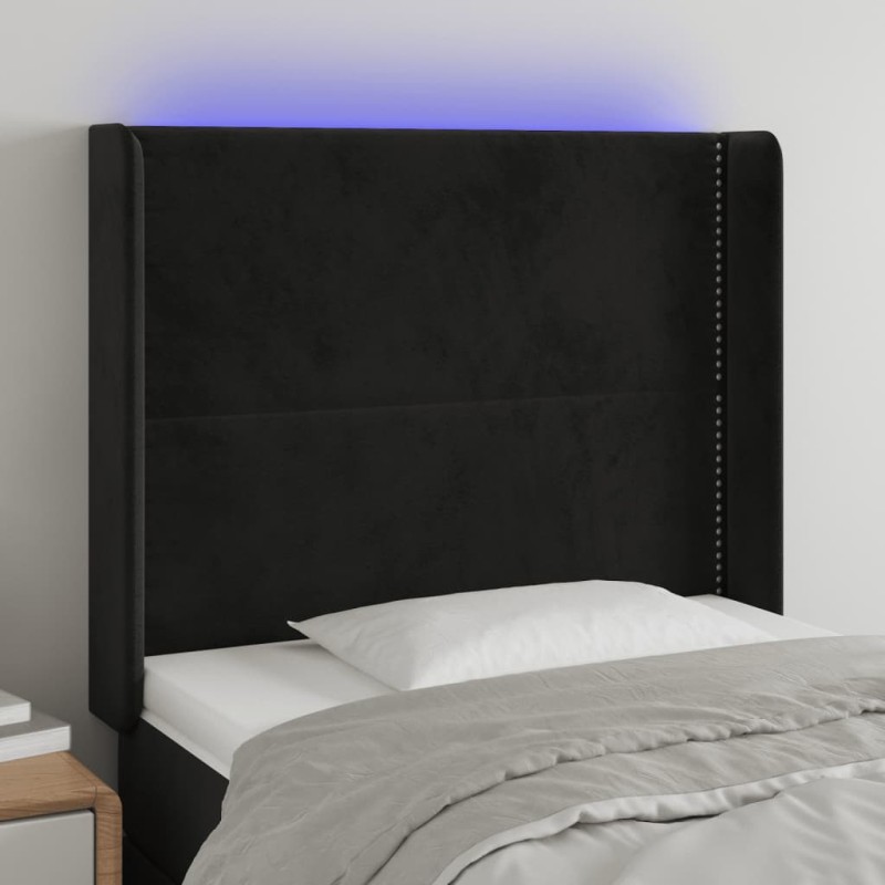 vidaXL Testiera a LED nero 93x16x118/128 cm in Velluto vidaXL Testiera a LED nero 93x16x118/128 cm in Velluto
