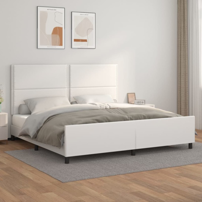 vidaXL Giroletto con Testiera Bianco 200x200 cm in Similpelle vidaXL Giroletto con Testiera Bianco 200x200 cm in Similpelle