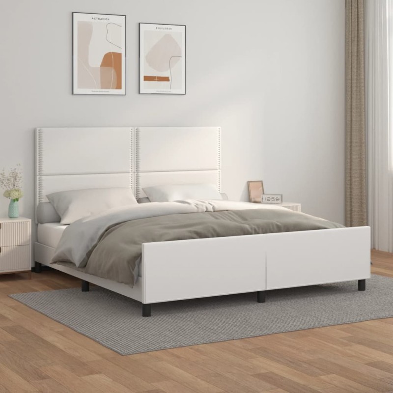vidaXL Giroletto con Testiera Bianco 180x200 cm in Similpelle