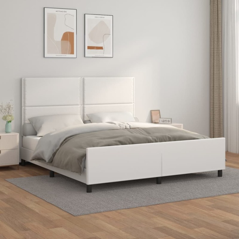 vidaXL Giroletto con Testiera Bianco 160x200 cm in Similpelle vidaXL Giroletto con Testiera Bianco 160x200 cm in Similpelle