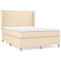 vidaXL Giroletto a Molle con Materasso Crema 140x19 cm in Tessuto