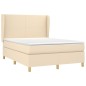 vidaXL Giroletto a Molle con Materasso Crema 140x19 cm in Tessuto