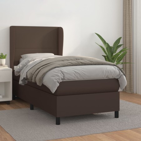 Giroletto a Molle con Materasso Marrone 100x200cm in Similpelle