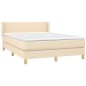 vidaXL Giroletto a Molle con Materasso Crema 140x200 cm in Tessuto