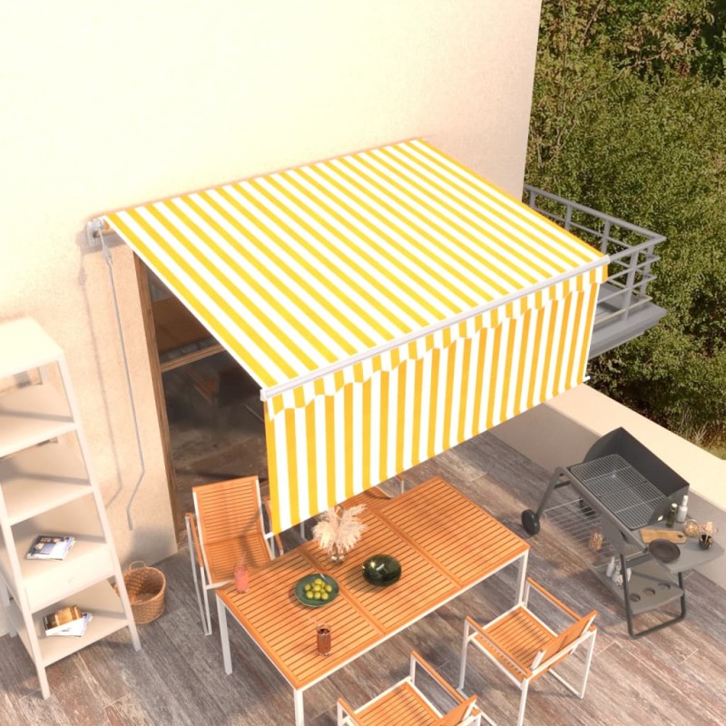 Tenda Sole Retrattile Automatica e Parasole 3x2,5mGialla Bianca Tenda Sole Retrattile Automatica e Parasole 3x2,5mGialla Bianca