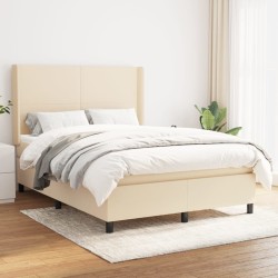 vidaXL Giroletto a Molle con Materasso Crema 140x19 cm in Tessuto