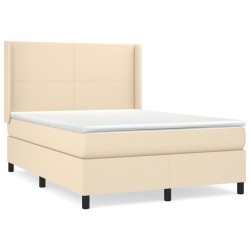 vidaXL Giroletto a Molle con Materasso Crema 140x19 cm in Tessuto