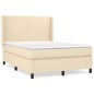 vidaXL Giroletto a Molle con Materasso Crema 140x19 cm in Tessuto