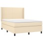 vidaXL Giroletto a Molle con Materasso Crema 140x19 cm in Tessuto