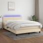 Letto a Molle con Materasso e LED Crema 140x190 cm in Tessuto Letto a Molle con Materasso e LED Crema 140x190 cm in Tessuto