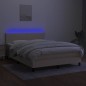 Letto a Molle con Materasso e LED Crema 140x190 cm in Tessuto Letto a Molle con Materasso e LED Crema 140x190 cm in Tessuto