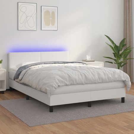 vidaXL Giroletto Molle con Materasso e LED Bianco 140x190cm Similpelle